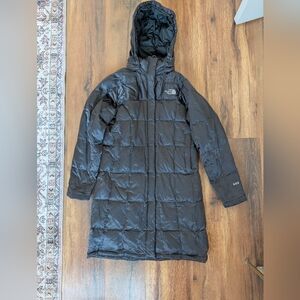 THE NORTH FACE Long Black Shiny Metallic Puffer Coat  Women Medium 600